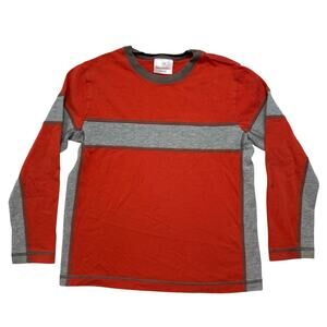 HANNA ANDERSSON Orange Gray Colorblock Long Sleeve Tee Size 8 130 Kids Cotton